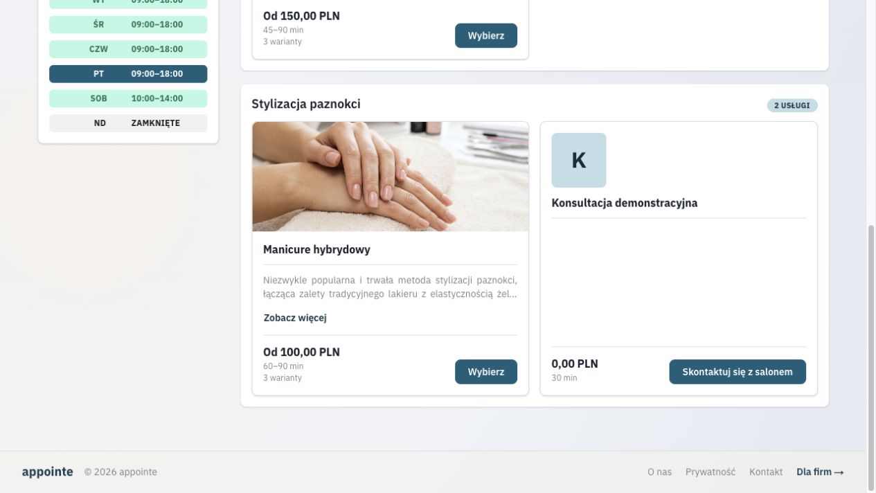 Publiczny katalog z usługą online i usługą w trybie kontaktu z salonem